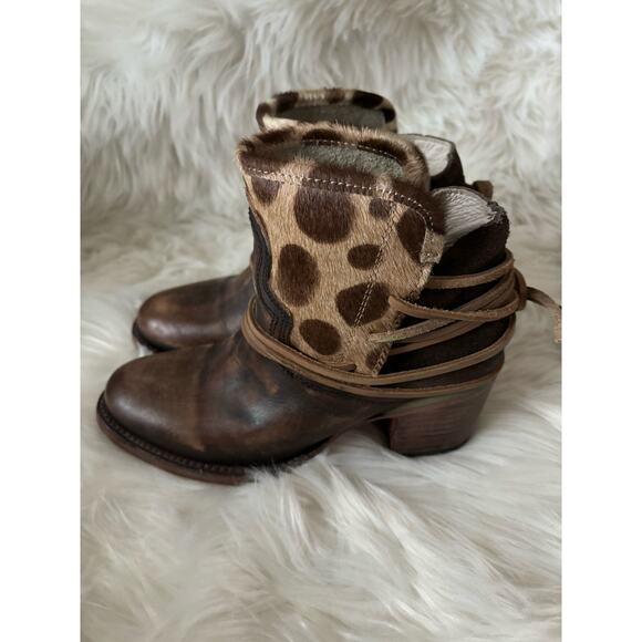 FREEBIRD By Steven Casey Ankle Booties Brown Leopard Boots 6 - Picture 6 of 12